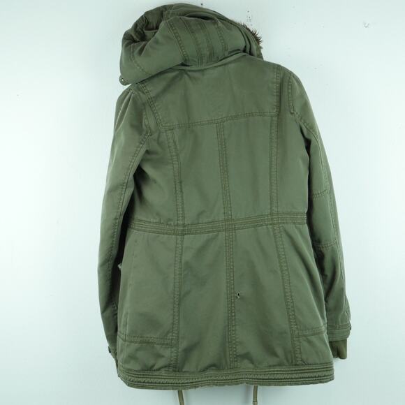 Abercrombie & Fitch Small Parka Fur Lined Y2K Vintage Military Green Distressed - Picture 16 of 16